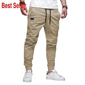 Men's Casual Joggers Twill Cargo Pants Tapered Fit Outdoor Hiking Activewear
